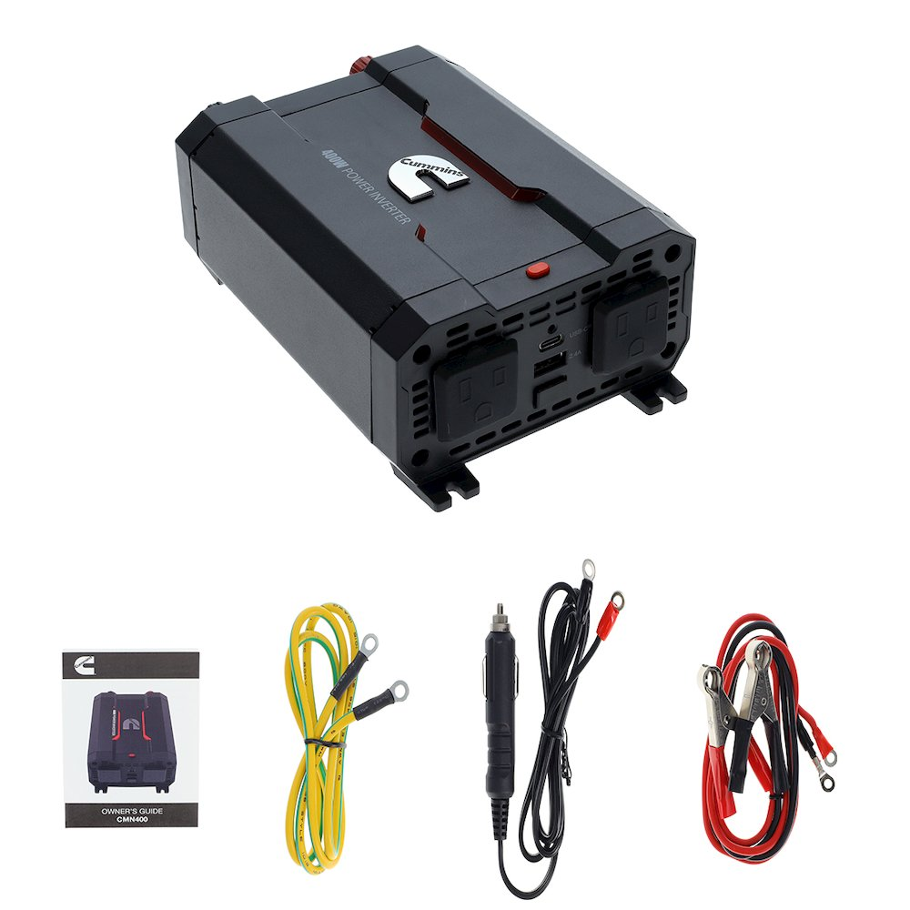 Cummins 400 Watt Car Power Inverter DC 12V to 110V AC Converter Full Kit CMN400