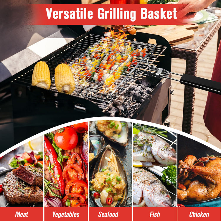 a collage of food on a grill