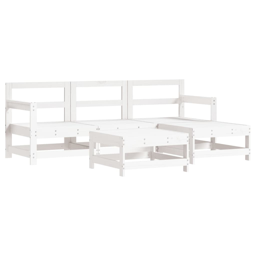 vidaXL 5 Piece Patio Lounge Set White Solid Wood Pine