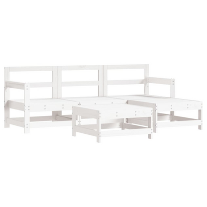 vidaXL 5 Piece Patio Lounge Set White Solid Wood Pine