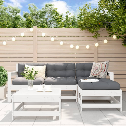 vidaXL 5 Piece Patio Lounge Set White Solid Wood Pine