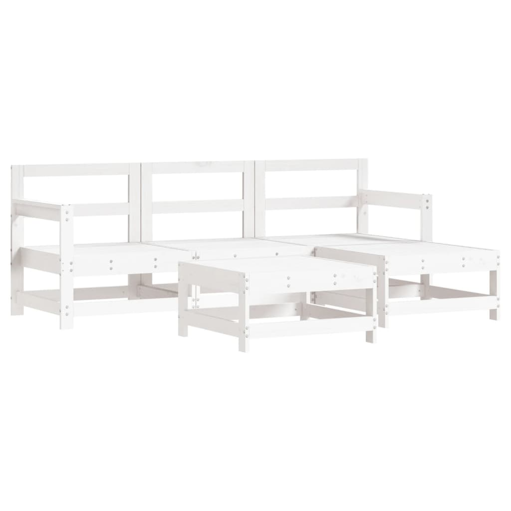 vidaXL 5 Piece Patio Lounge Set White Solid Wood Pine