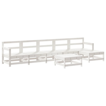 vidaXL 7 Piece Patio Lounge Set White Solid Wood Pine