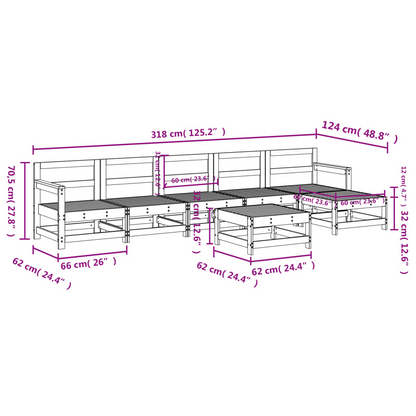 vidaXL 7 Piece Patio Lounge Set White Solid Wood Pine