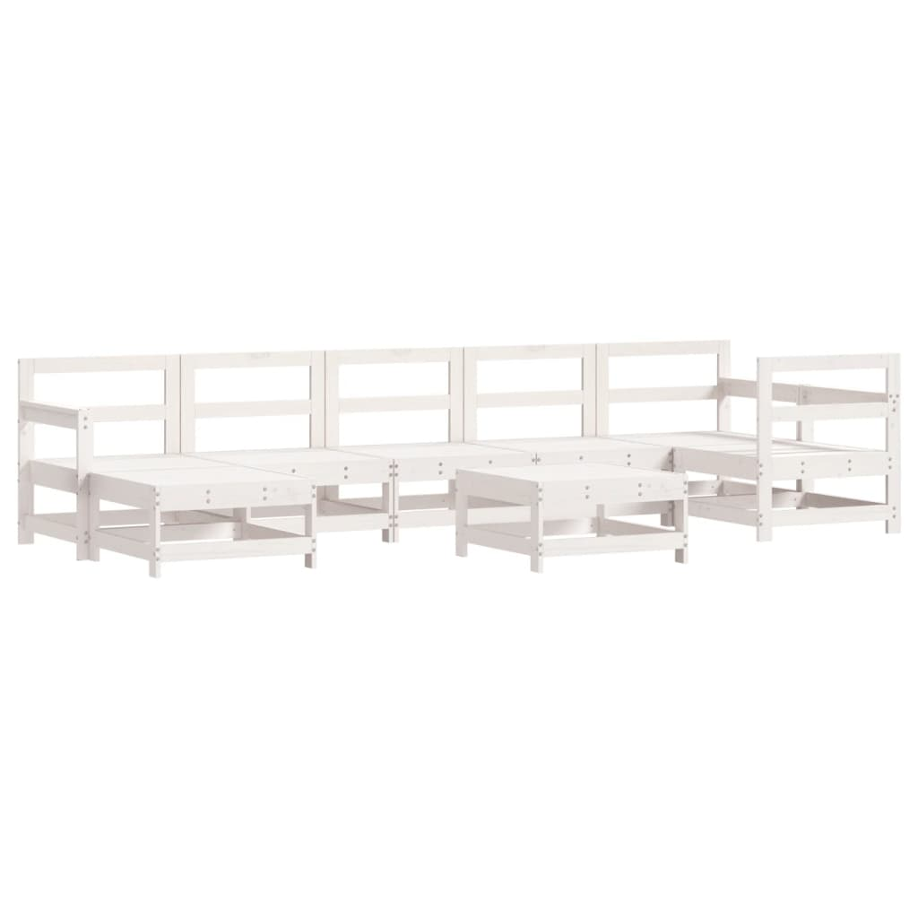 vidaXL 8 Piece Patio Lounge Set White Solid Wood Pine