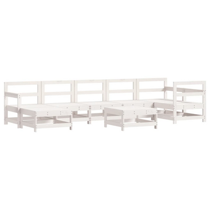 vidaXL 8 Piece Patio Lounge Set White Solid Wood Pine