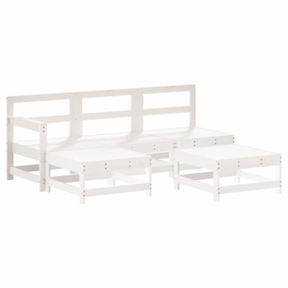 vidaXL 5 Piece Patio Lounge Set White Solid Wood Pine