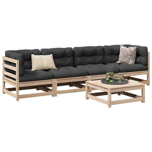 vidaXL 5 Piece Patio Sofa Set Solid Wood Pine