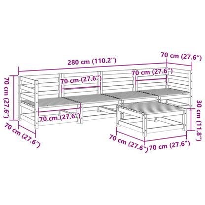vidaXL 5 Piece Patio Sofa Set Solid Wood Pine