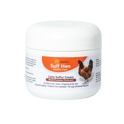 Healthy Paw Life's SULF HEN Lime Sulfur Cream for Poultry Care – Ointment for Pecking Wounds, Chapped Skin, Cuts, Infections and Dermatitis – 2 oz