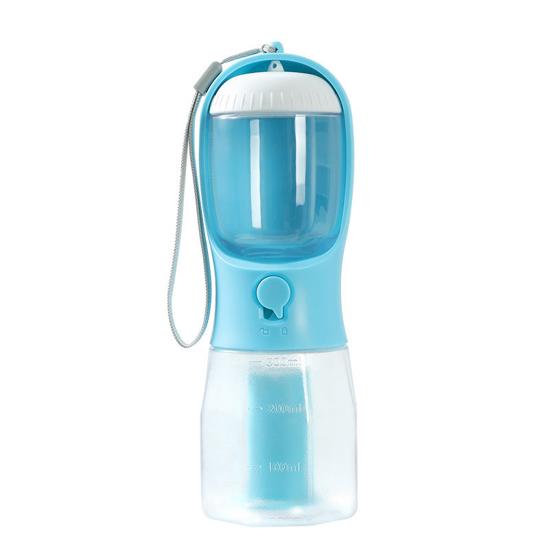 a blue and clear water bottle