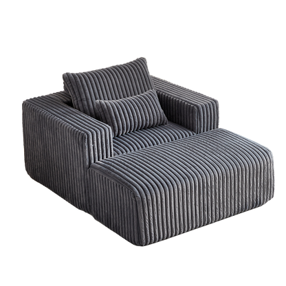 62.5-Inch Corduroy Sponge Sofa Lounge Chair with Removable footrest,No Assembly Required,Fluffy Modern Sleeper Chair for Indoor Living Room Bedroom