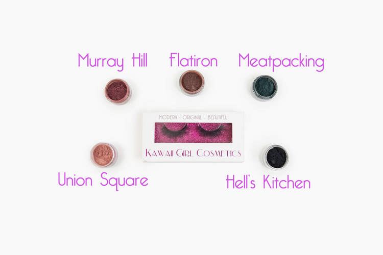 a group of eyeshadows with text