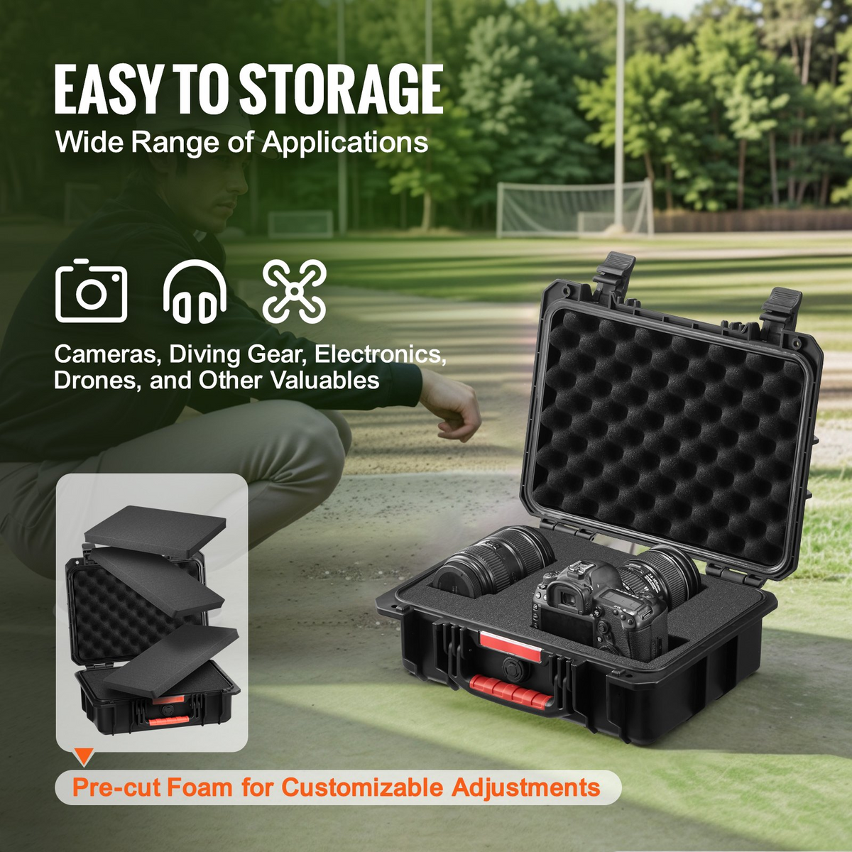 a black case with a camera lens in it