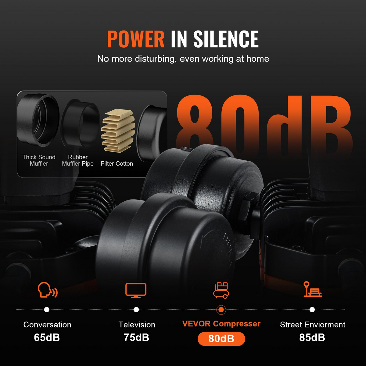 a black and orange text and images of a machine