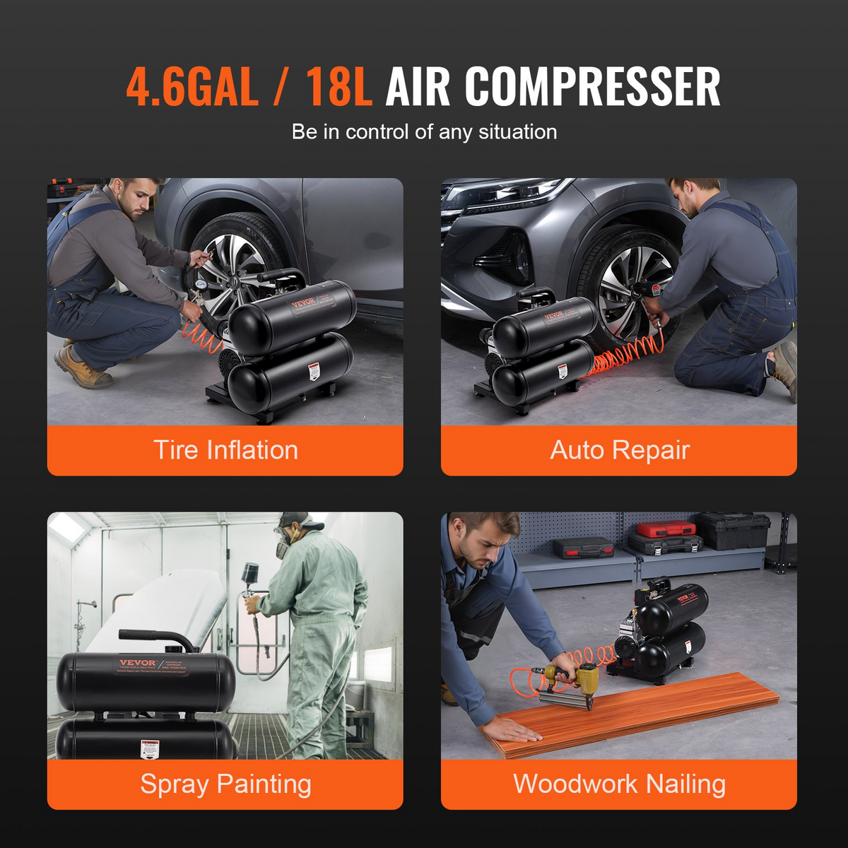 a collage of men working in a car