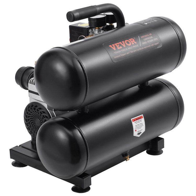 a black air compressor with two cylinders