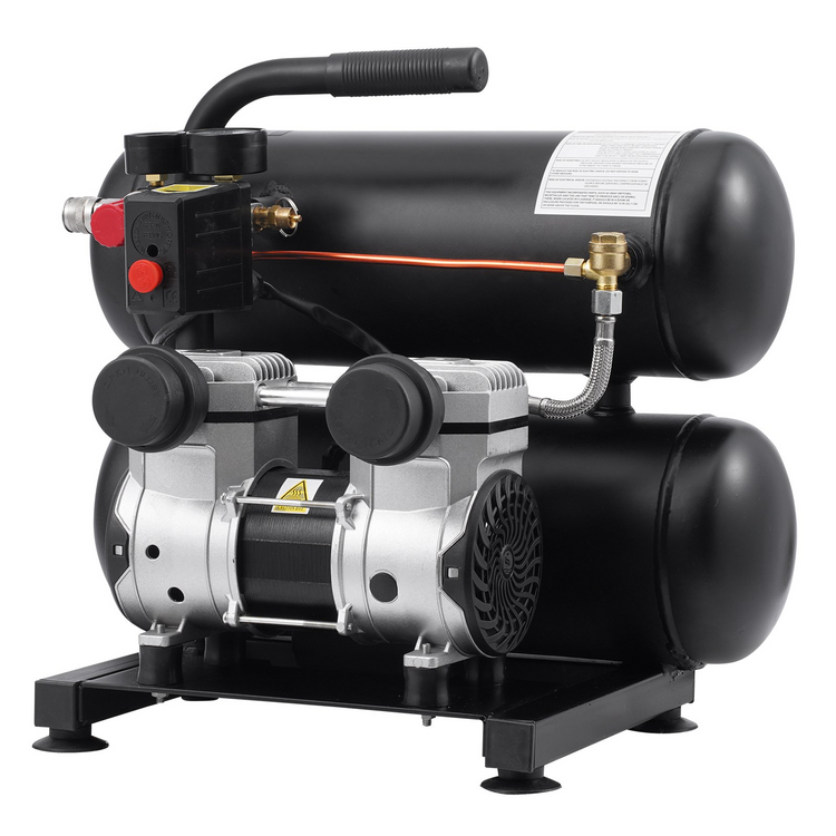 a black and silver air compressor