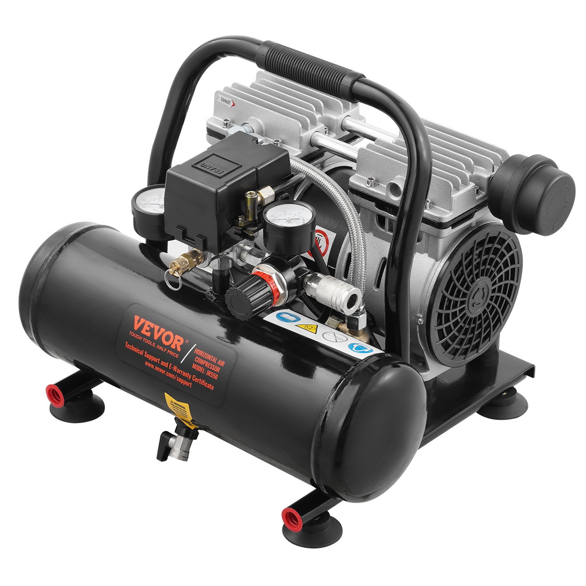 a black and silver air compressor