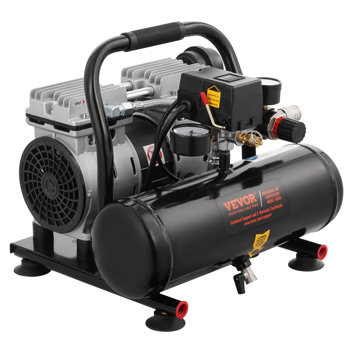 a black and silver air compressor
