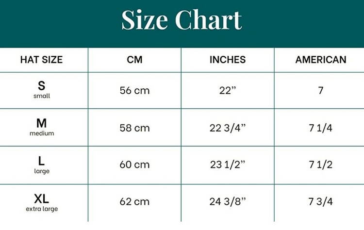 a chart of size and measurements
