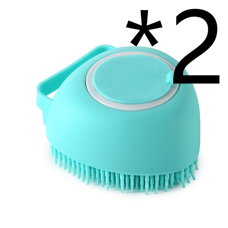 a blue brush with a handle