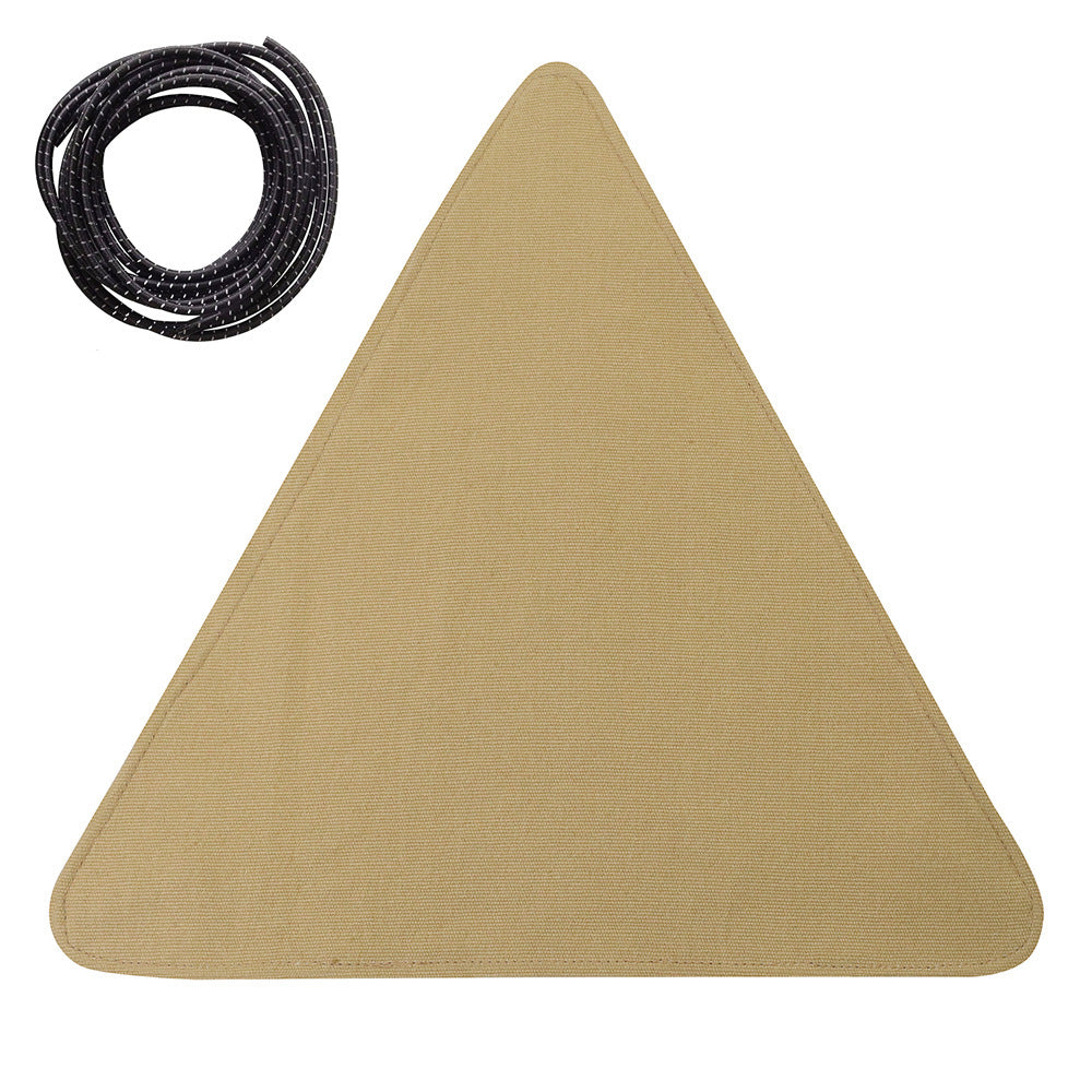 a triangle shaped mat and a black rope