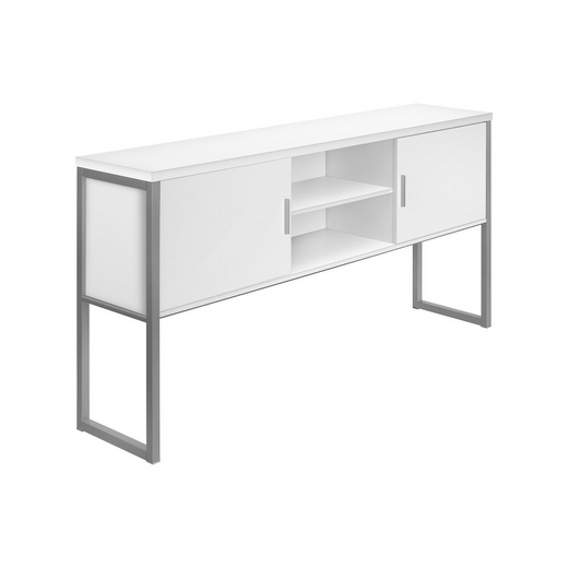 Contemporary Office Hutch in White,Silver color