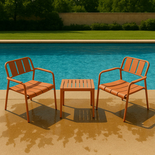 2-Piece PP Single Seater Chairs   Coffee Table Set   Indoor Outdoor Multi  Purpose Furniture For Living Room, Balcony, Beach