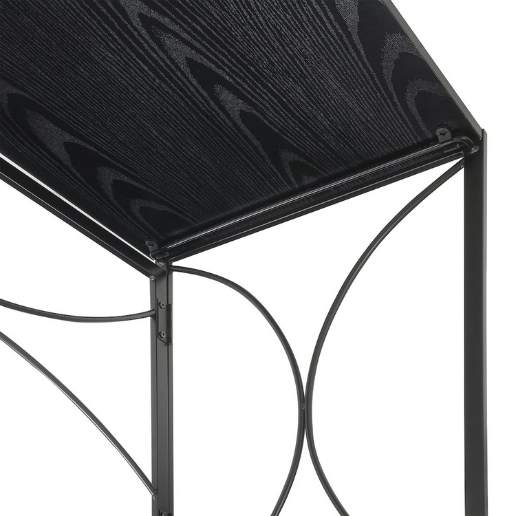 a black wood and metal table
