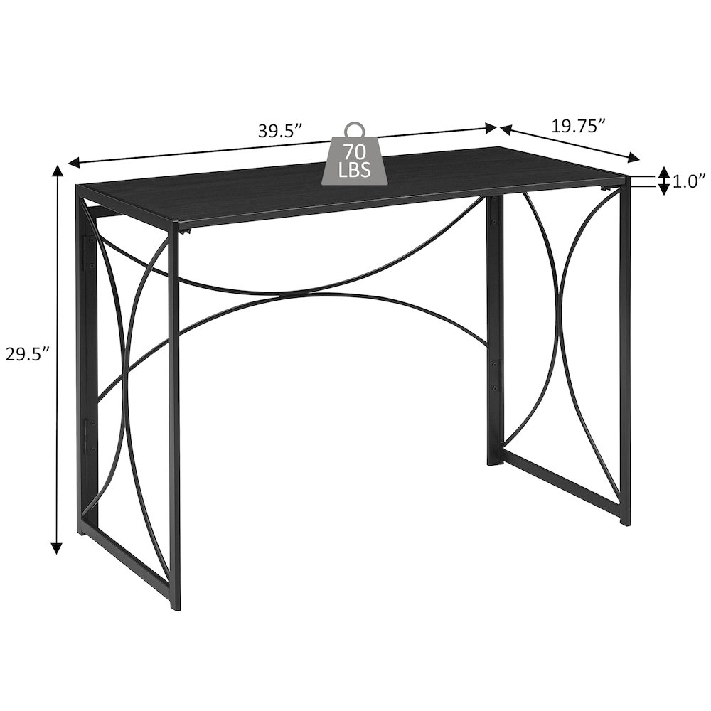 a black table with measurements