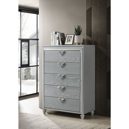 Veronica 5-drawer Bedroom Chest Light Silver
