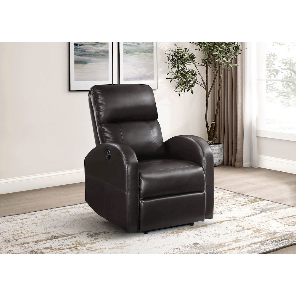 Grant Upholstered Power Recliner Chair Brown
