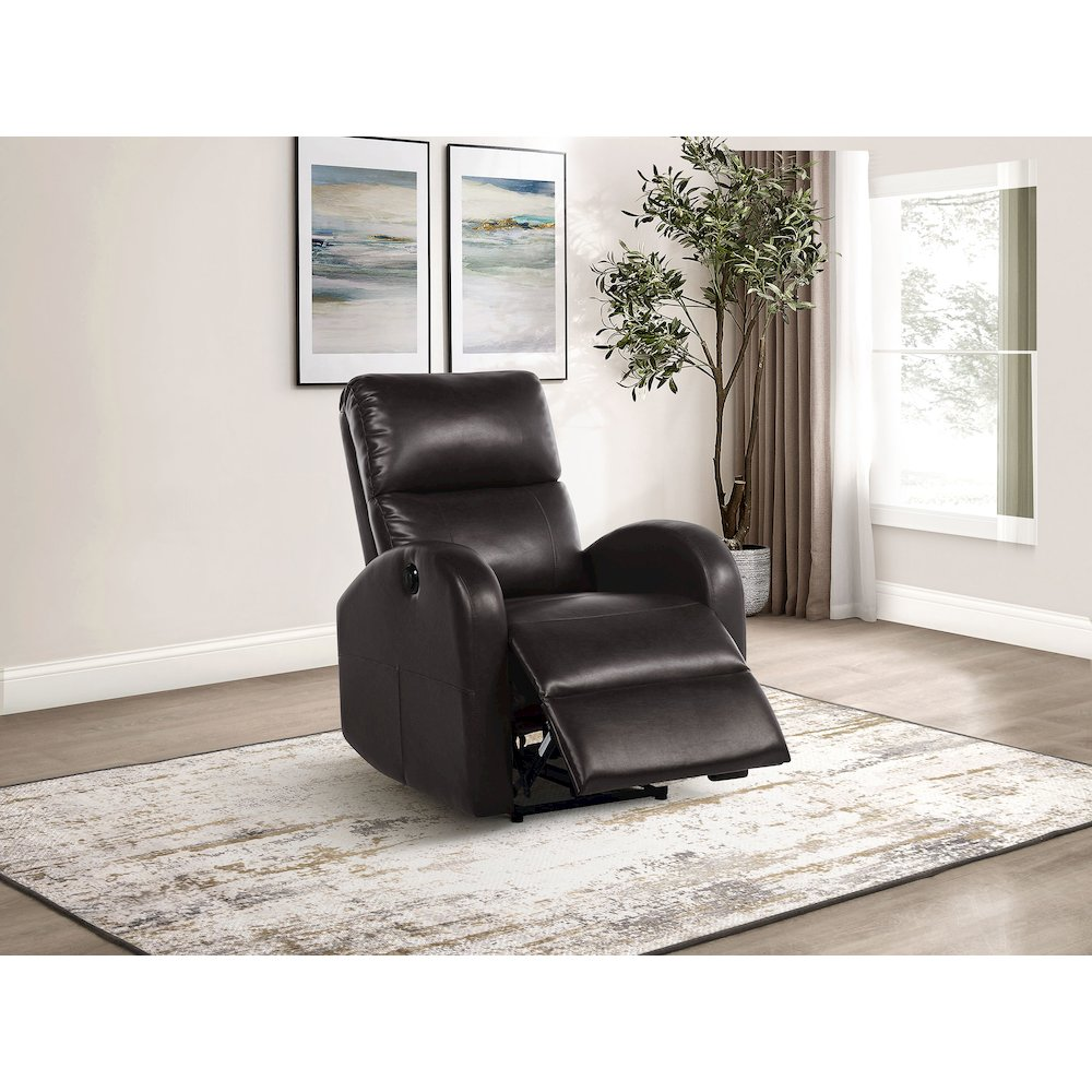 Grant Upholstered Power Recliner Chair Brown