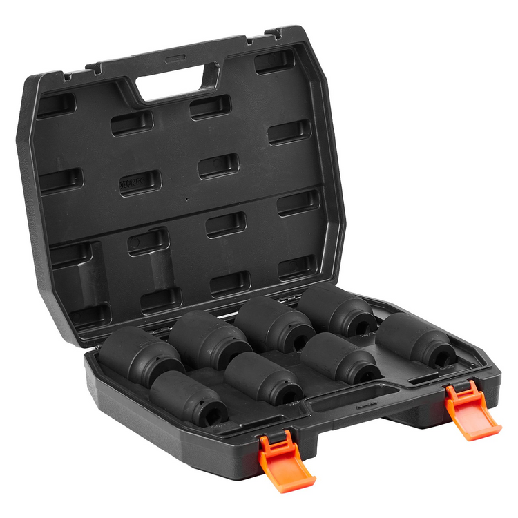 a black tool box with black objects in it