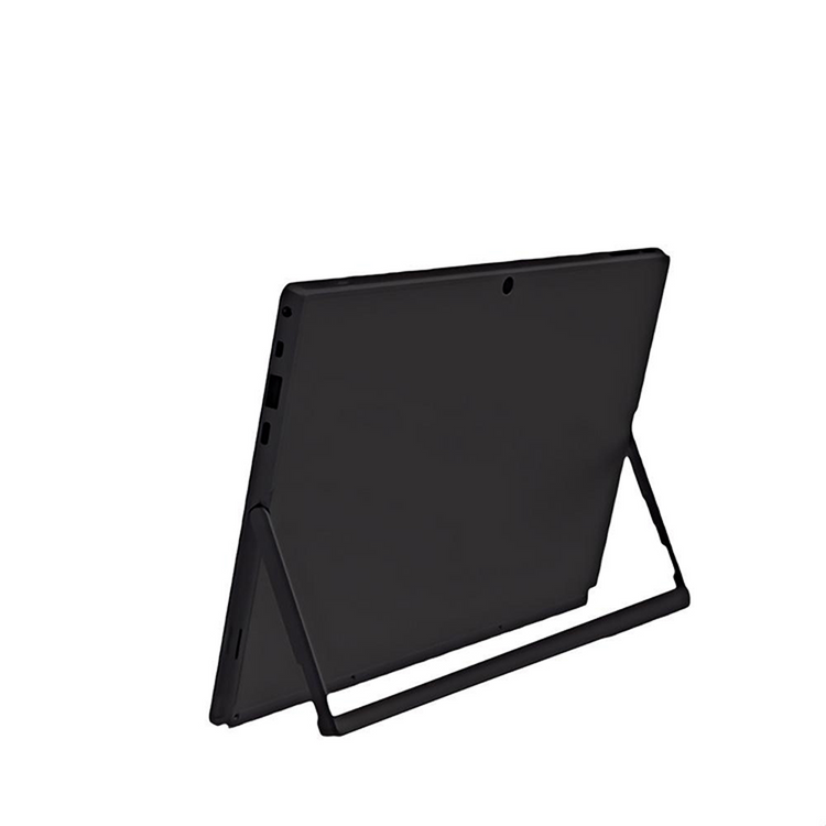 a black rectangular device with a stand