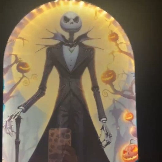 a painting of a skeleton in a tuxedo