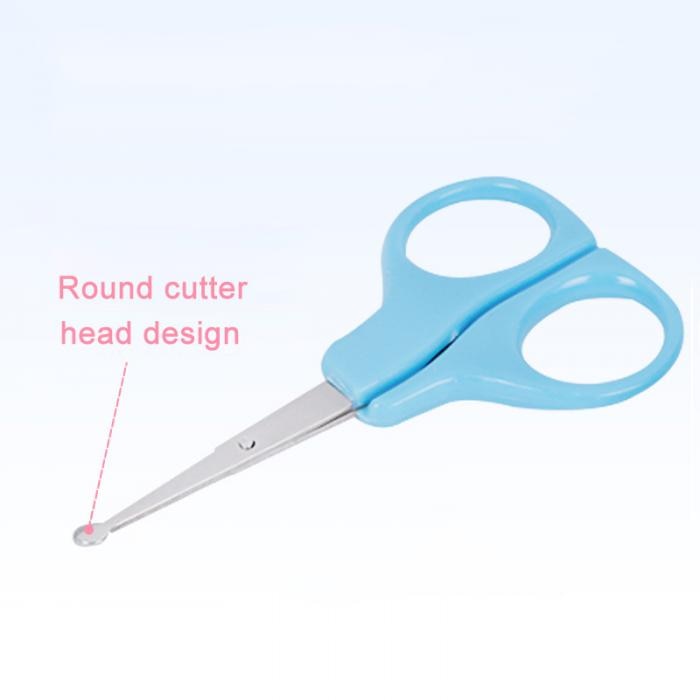 a blue scissors with a round cutter head design