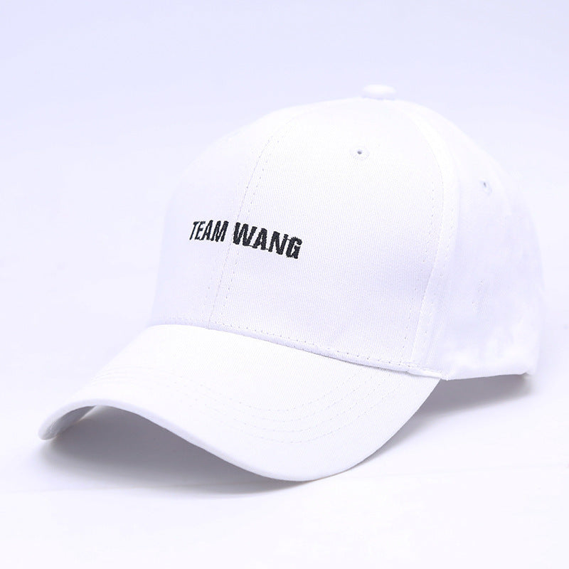 a white hat with black text