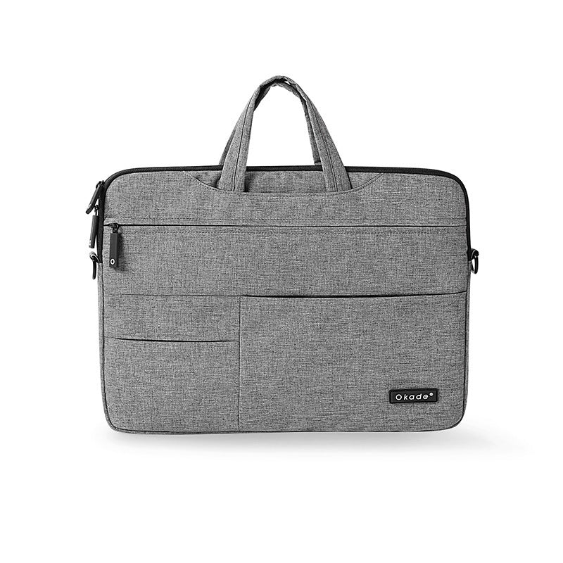 a grey bag with a handle