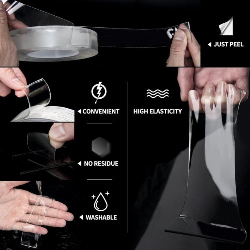 a collage of hands holding a tape