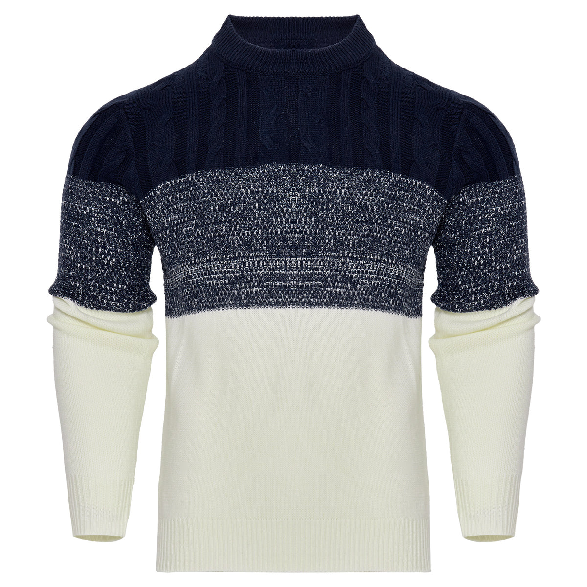 a sweater with a white and blue sweater