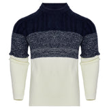 Men's Casual Color Block Long Sleeve Cable Knit Pullover Sweater