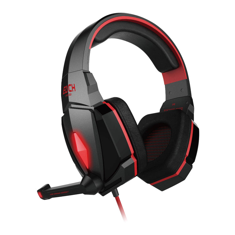 a black and red headphones