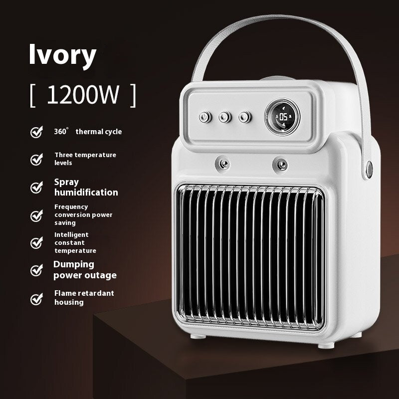 a white square heater with a handle