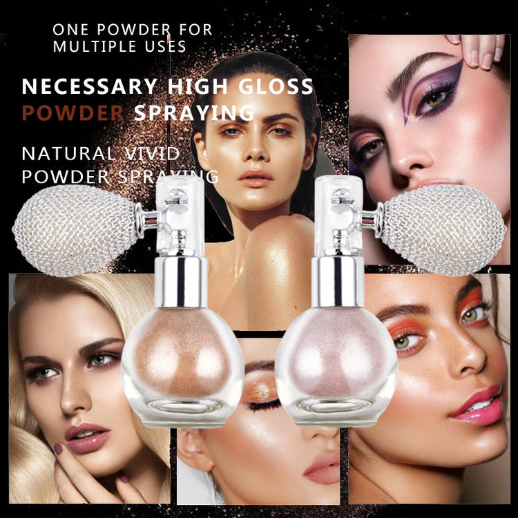 a collage of a woman's face with a spray bottle