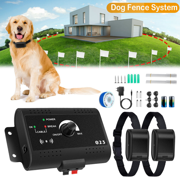 a dog sitting in front of a fence system