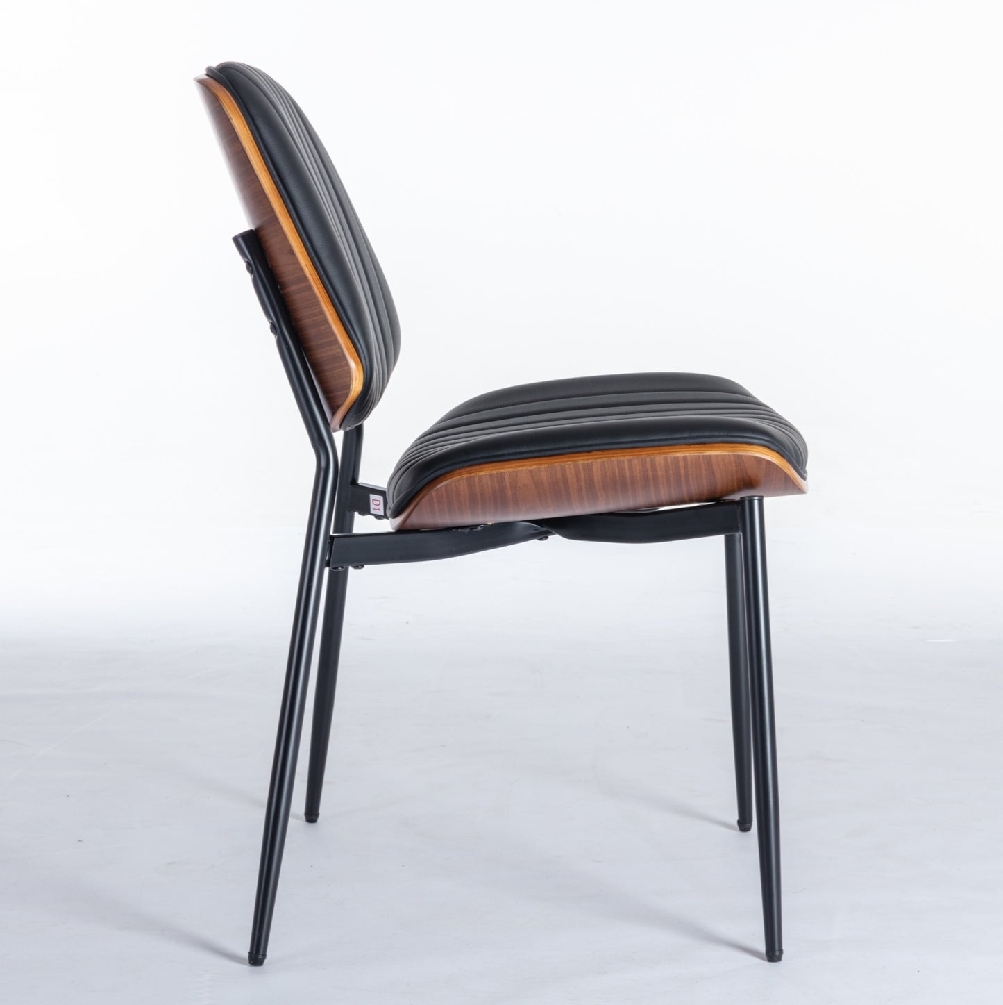 A&A Furniture, Dining Chairs Set Of 2 Mid Century Modern Retro Faux Leather Chair With Walnut Bentwo