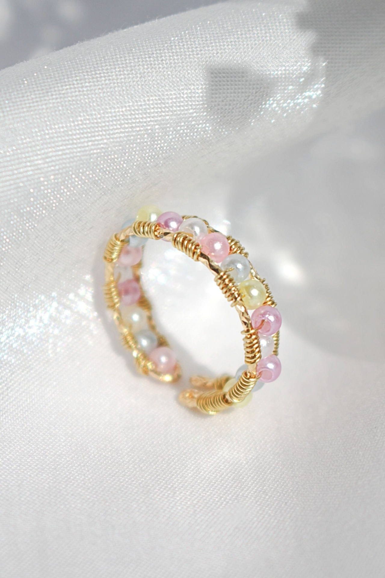 "Pastel Vibes" | 18K Pastel Rainbow Hand Wired Band Ring