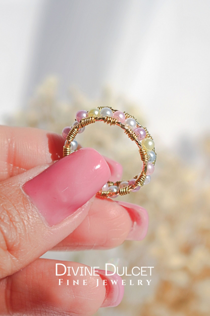 "Pastel Vibes" | 18K Pastel Rainbow Hand Wired Band Ring